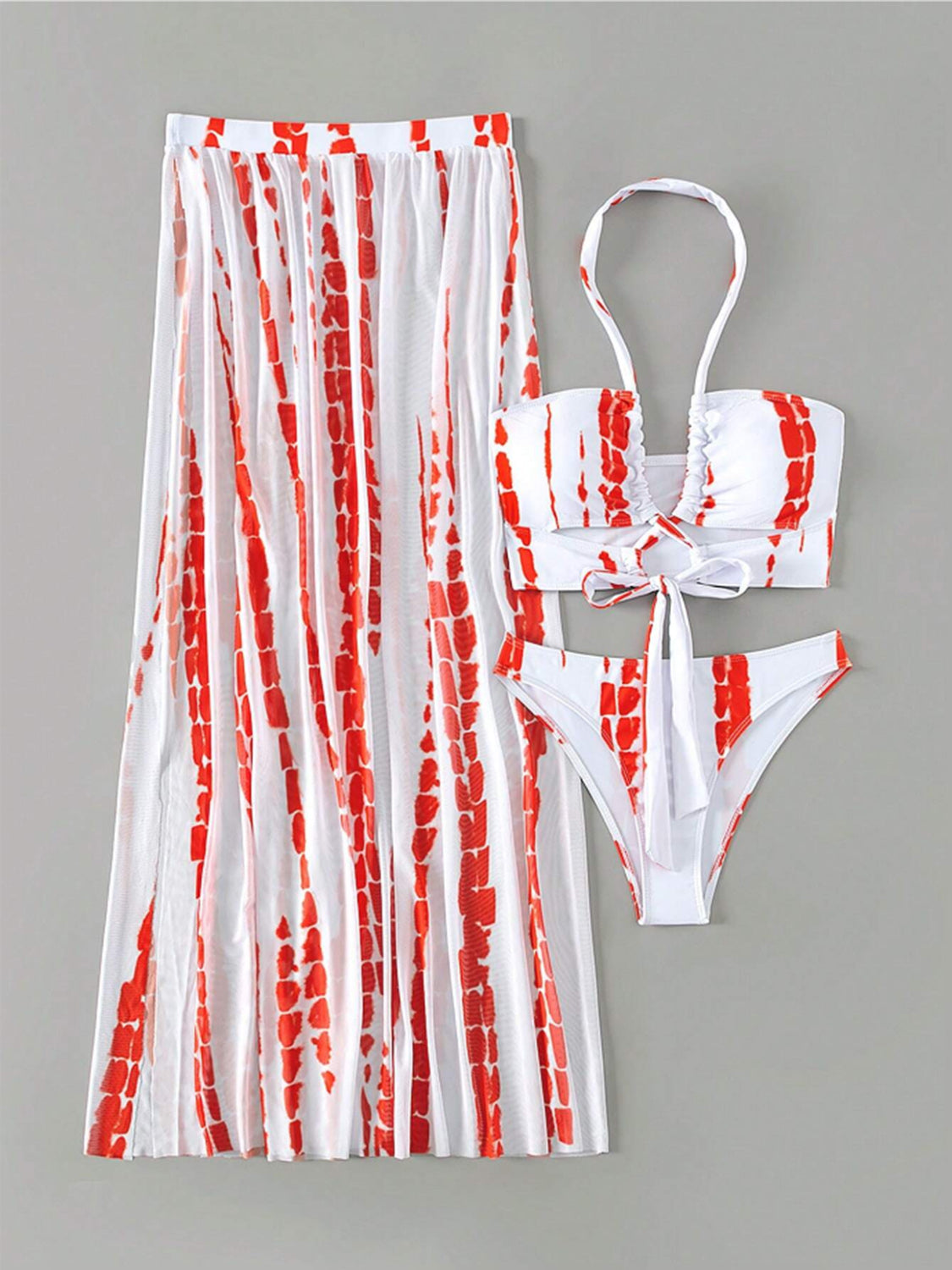 Printed Halter Neck Three-Piece Swim Set Bikinis JT's Designer Fashion