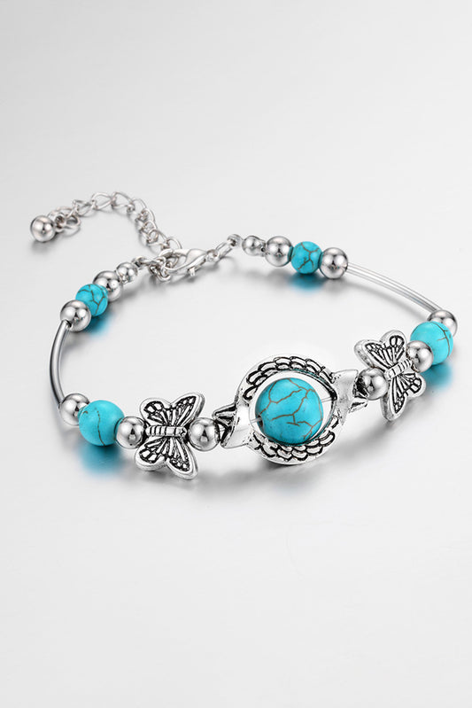 Turquoise Butterfly Beaded Bracelet Jewelry JT's Designer Fashion