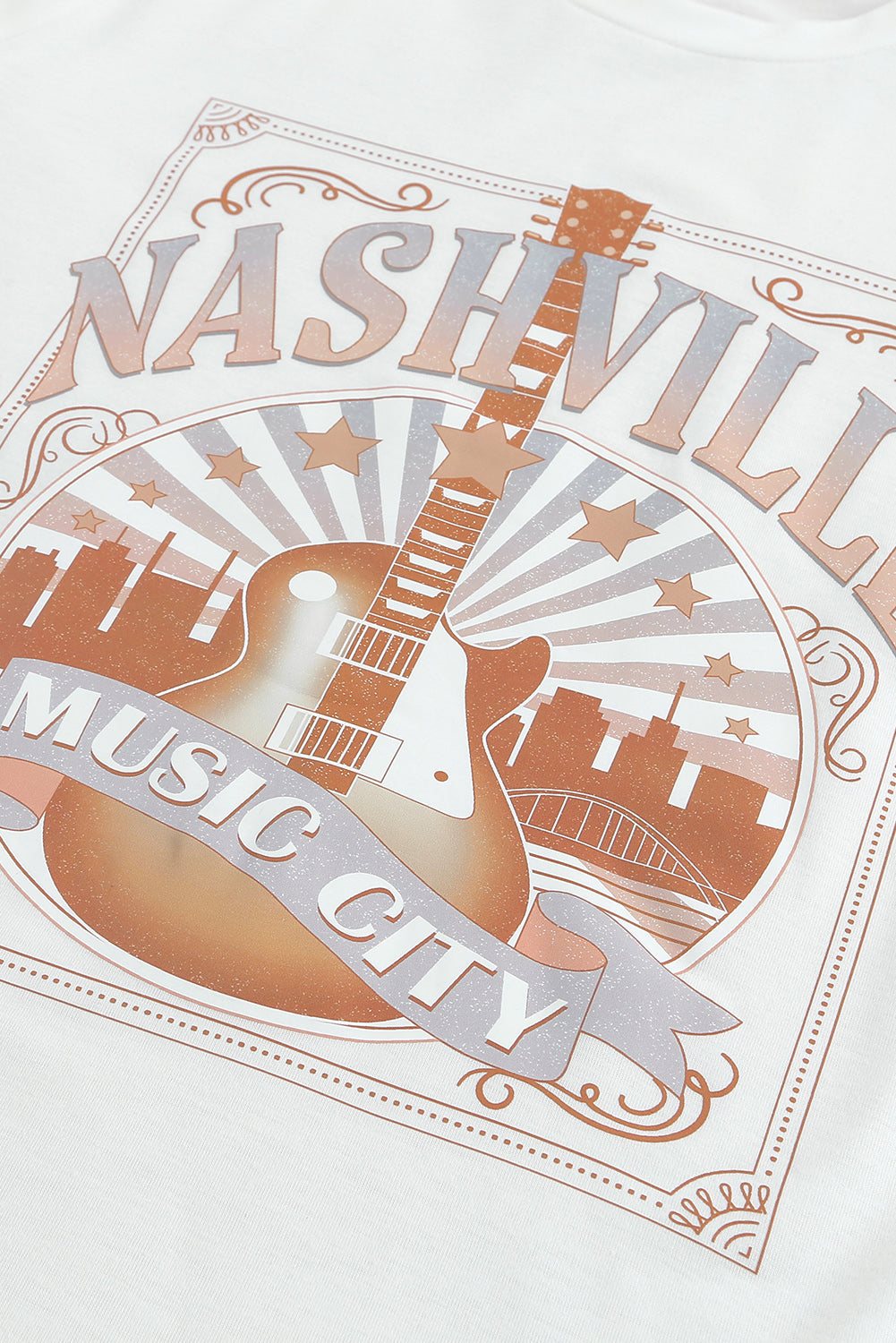 White MUSIC CITY NASHVILLE Graphic T Shirt Graphic Tees JT's Designer Fashion