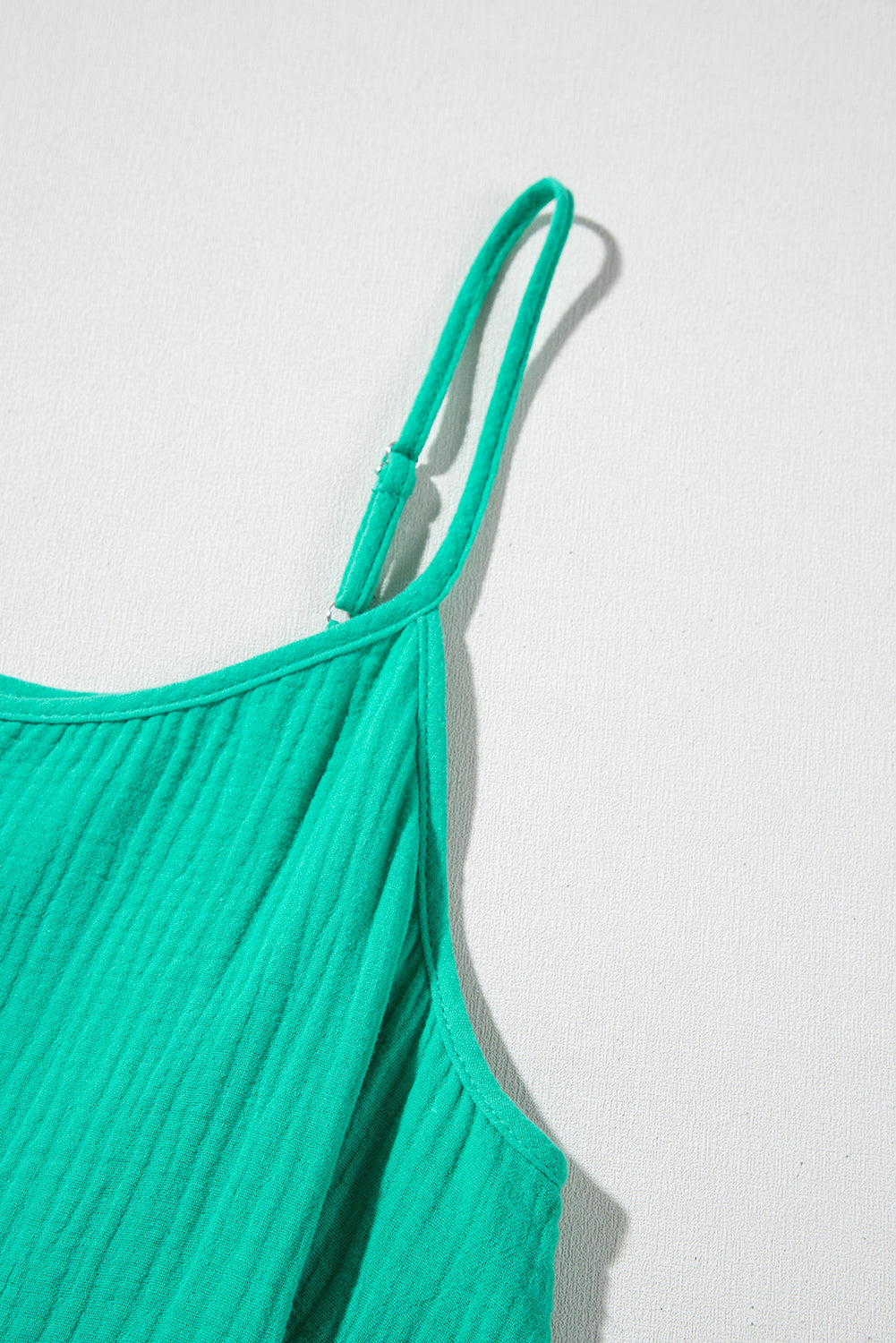 Sea Green Textured Buttoned Thin Strap Tiered Loose Fit Mini Dress Mini Dresses JT's Designer Fashion