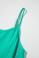 Sea Green Textured Buttoned Thin Strap Tiered Loose Fit Mini Dress Mini Dresses JT's Designer Fashion