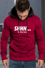 Fiery Red Men's Letter Print Color Block Slim-fit Pullover Hoodie Fiery Red Men's Tops JT's Designer Fashion