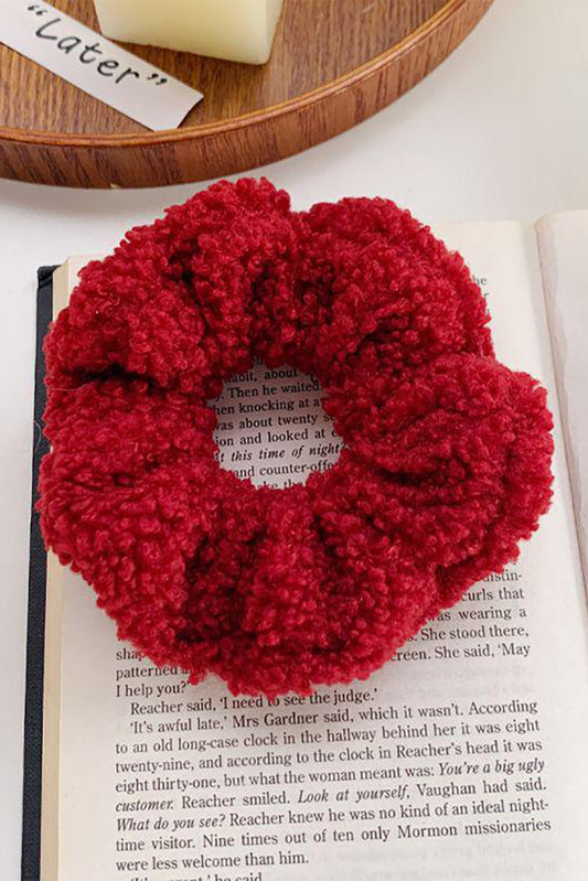 Red Lambwool Scrunchies Elastic Hair Ring Headwear JT's Designer Fashion