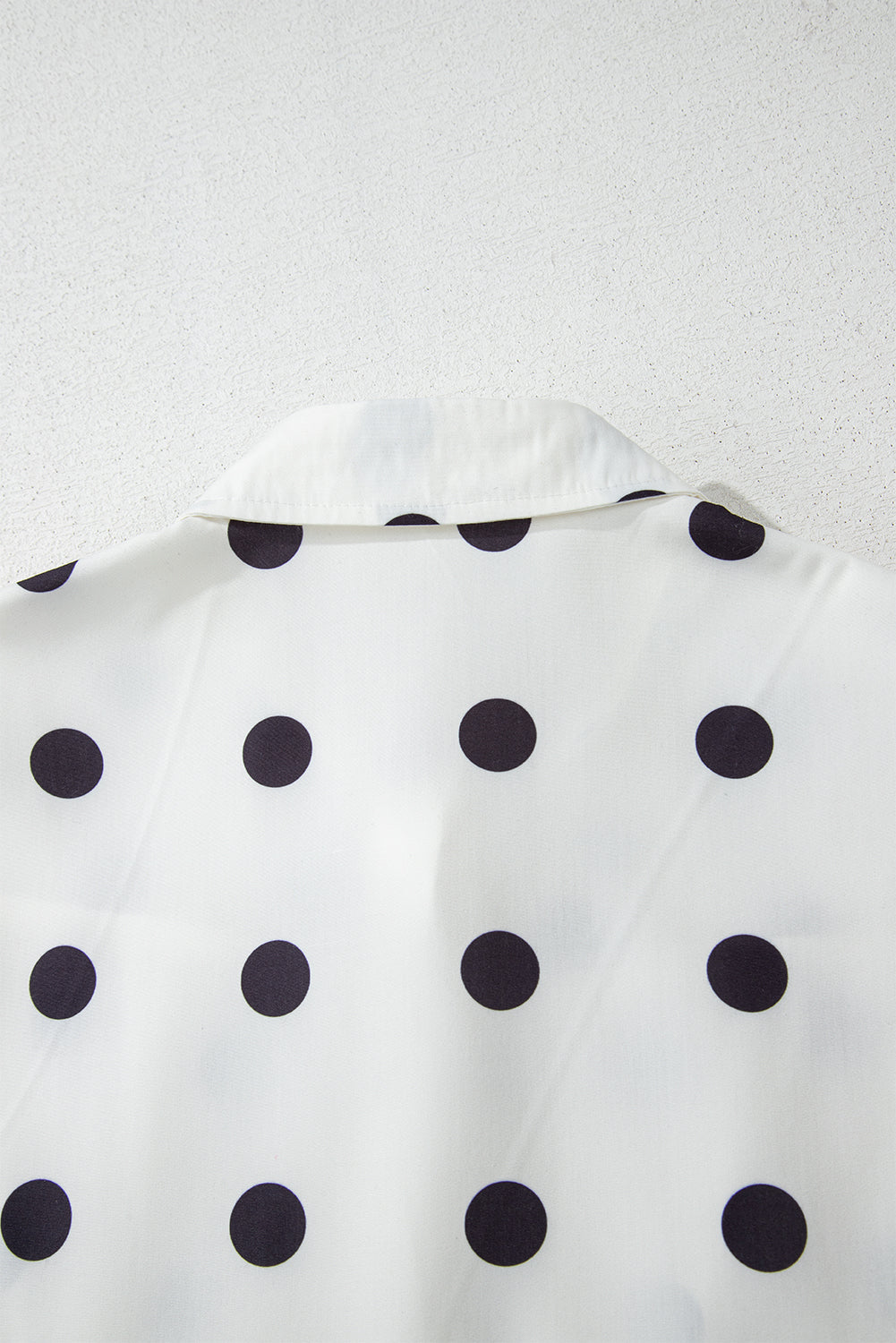 White Polka Dot Print Short Sleeve Collar Buttoned Tiered Babydoll Dress Mini Dresses JT's Designer Fashion