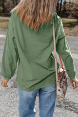Grass Green Rhinestone lucky Clover Graphic Ribbed St Patrick Sweatshirt Graphic Sweatshirts JT's Designer Fashion