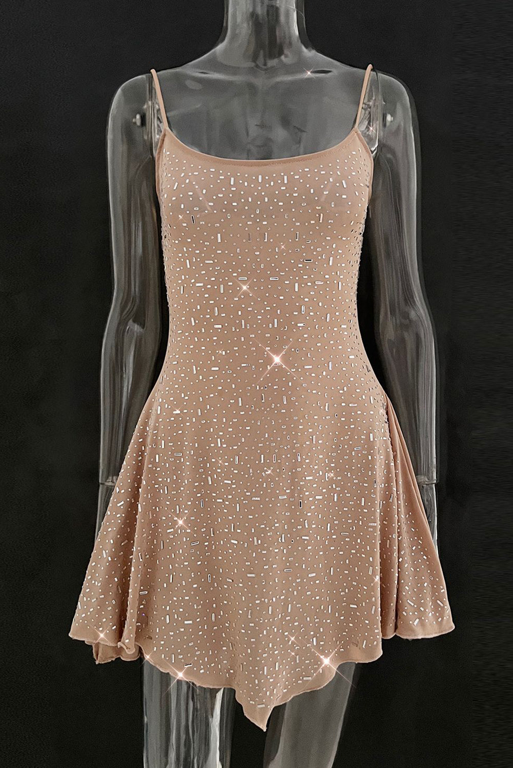 Clay Spaghetti Straps Rhinestone Hot Nightclub Dress Sequin Dresses JT's Designer Fashion