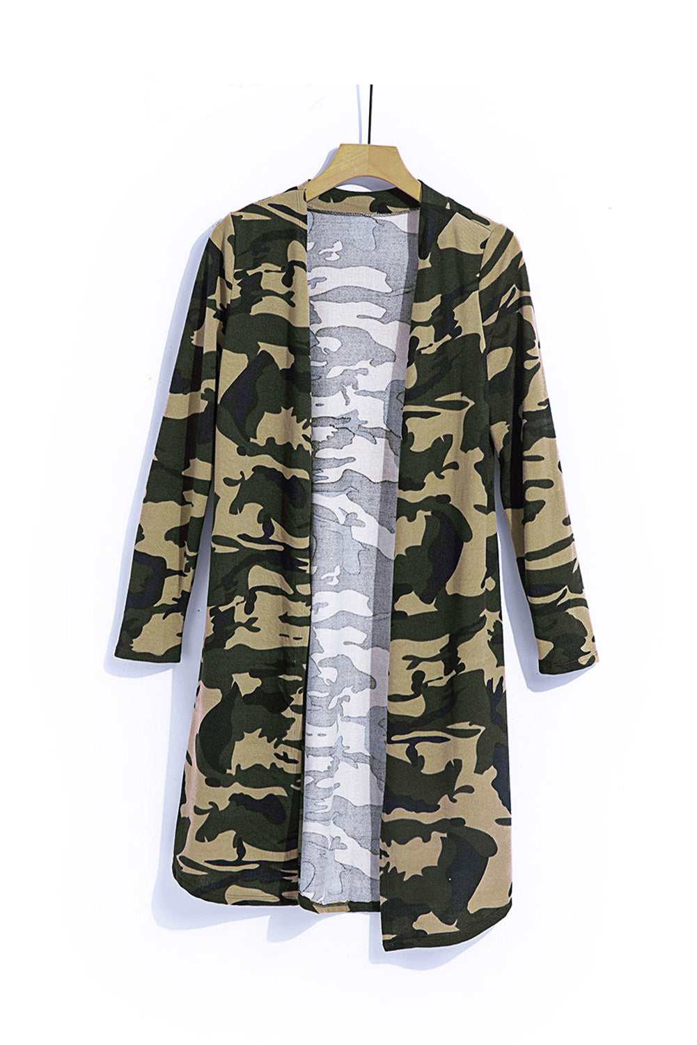 Green Camo Print Long Cardigan Sweaters & Cardigans JT's Designer Fashion