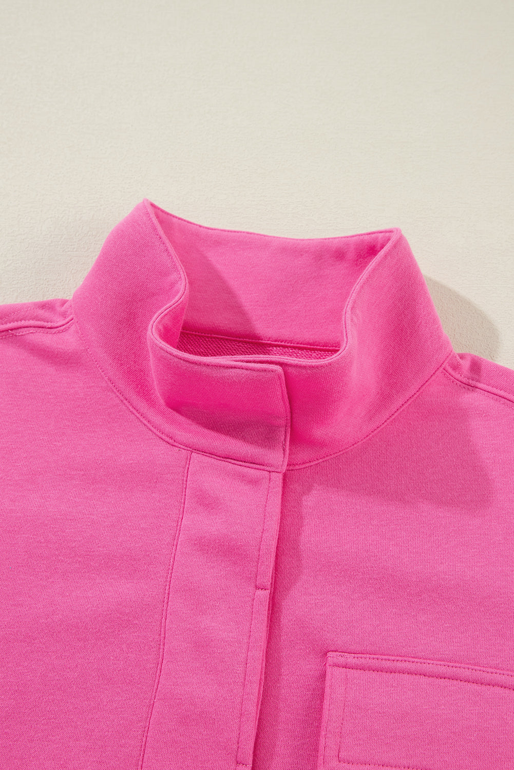 Bright Pink Vintage Mineral Wash Half Button Collared Sweatshirt Sweatshirts & Hoodies JT's Designer Fashion