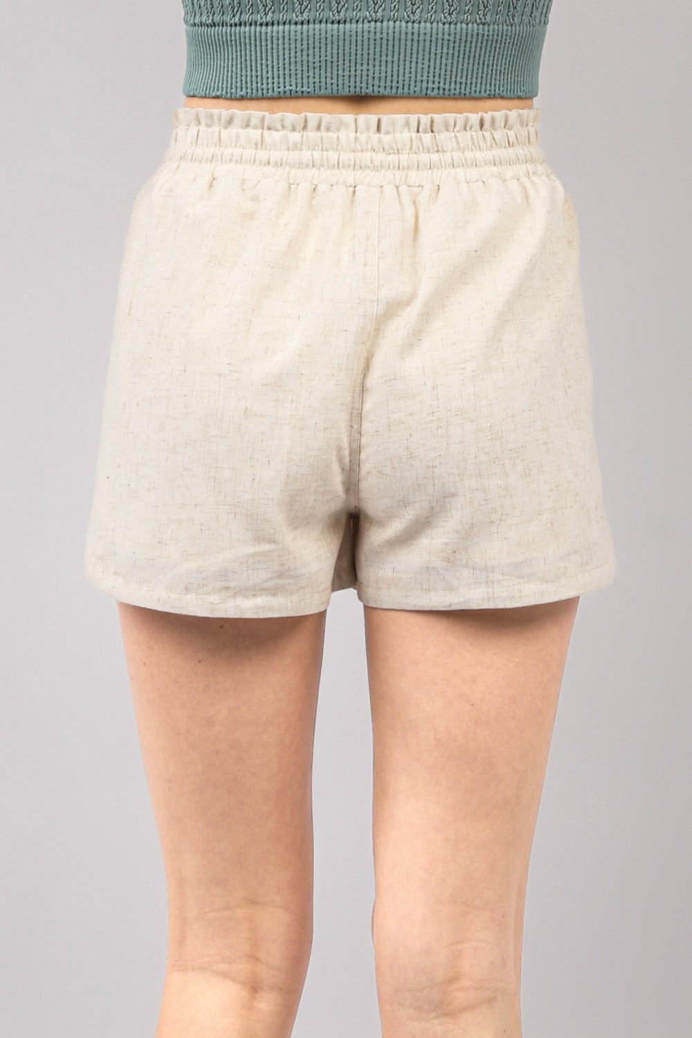 VERY J Drawstring Elastic Waist Linen Shorts Casual Shorts JT's Designer Fashion