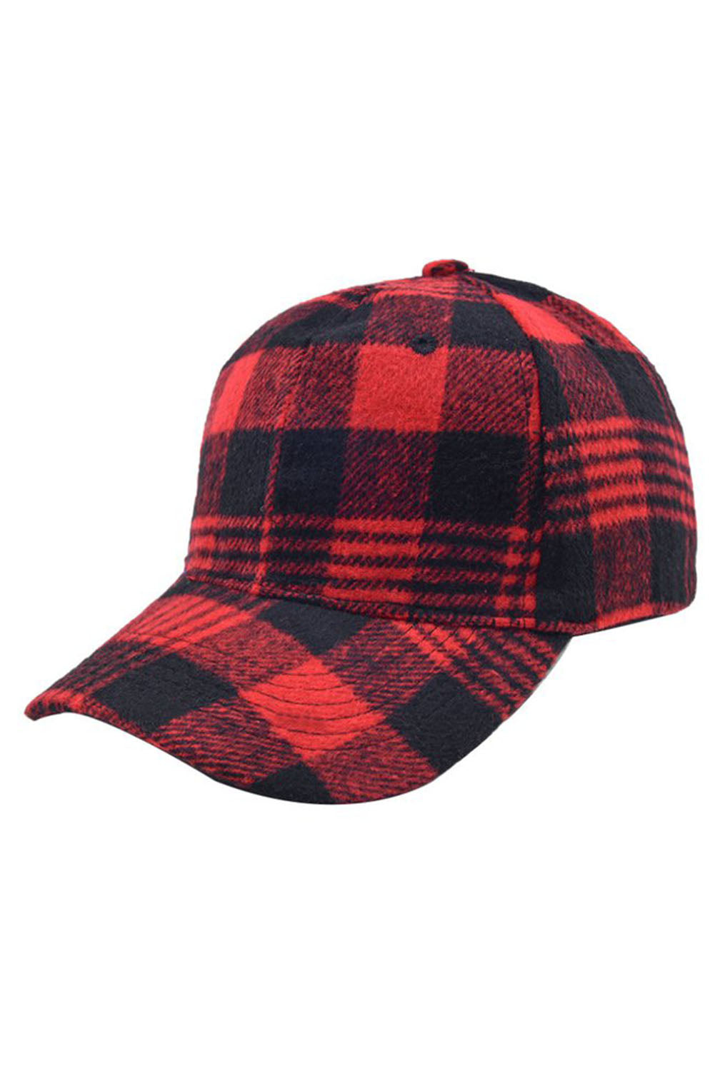 Fiery Red Plaid Print Adjustable Baseball Cap Hats & Caps JT's Designer Fashion