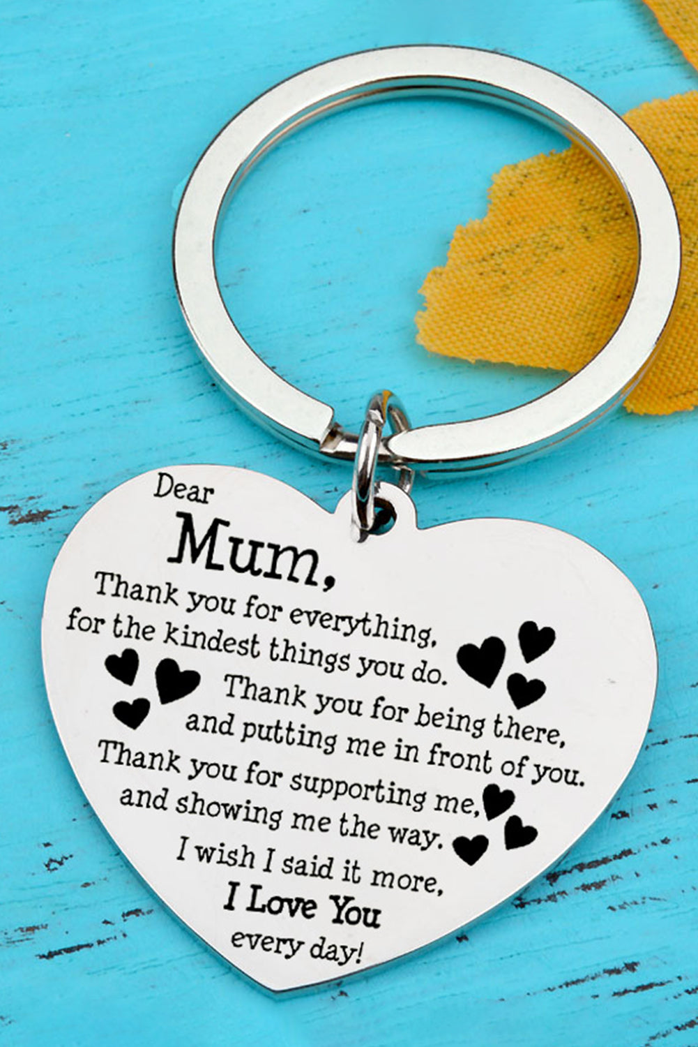 White Dear Mum Gift Heart Pendant Key Ring Other Accessories JT's Designer Fashion