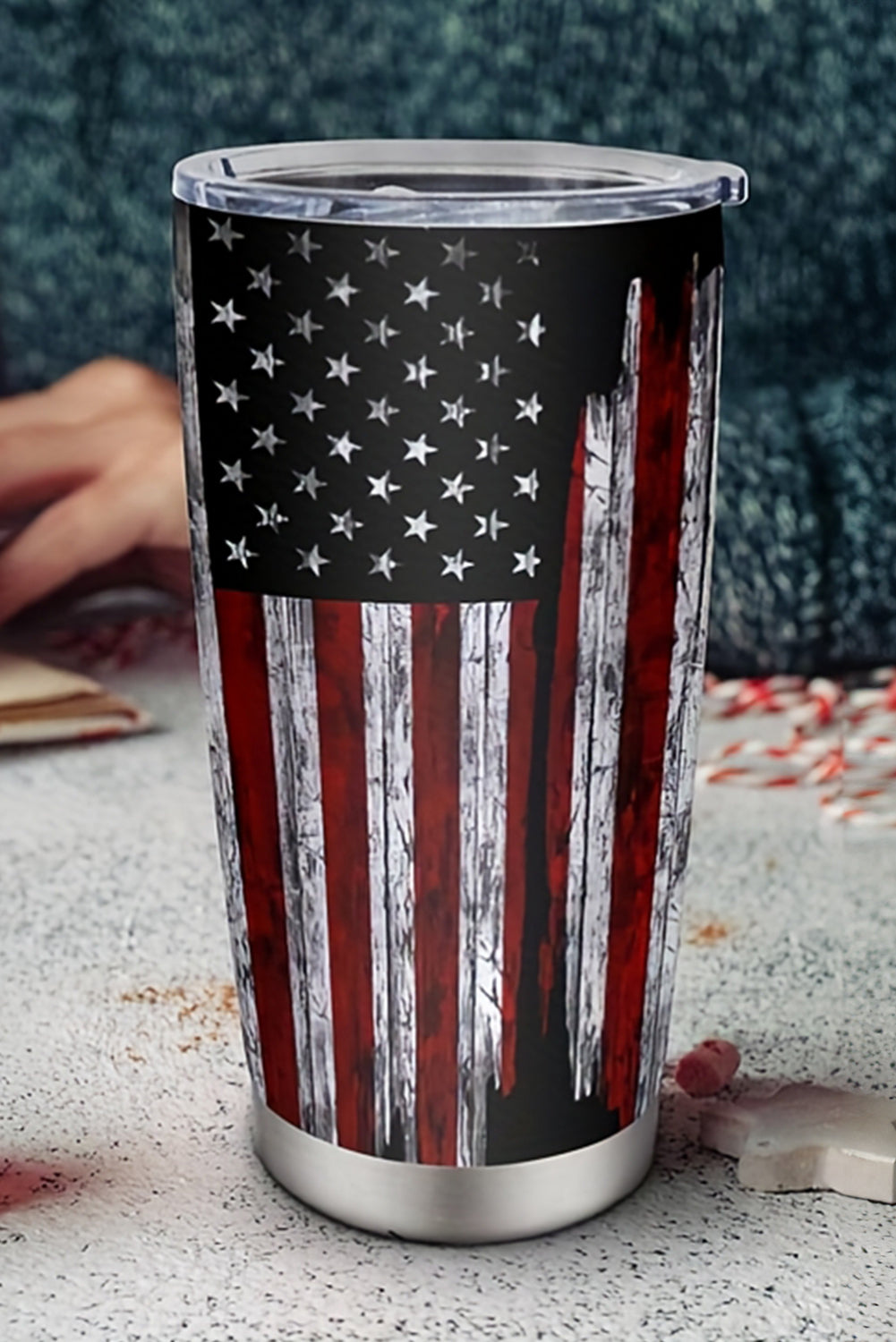 Dirty blue American Flag Stainless Steel Insulated Tumbler 20oz Tumblers JT's Designer Fashion