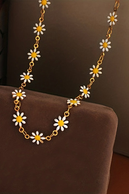 Gold Daisy Adjustable Chain Choker Necklace Jewelry JT's Designer Fashion