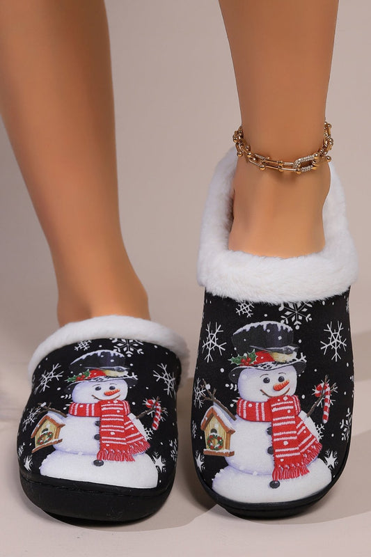 Snowman Round Toe Faux Fur Slippers Slippers JT's Designer Fashion