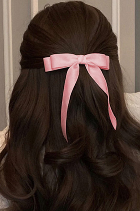 Pink Satin Knot Bow Hair Clip Headwear JT's Designer Fashion