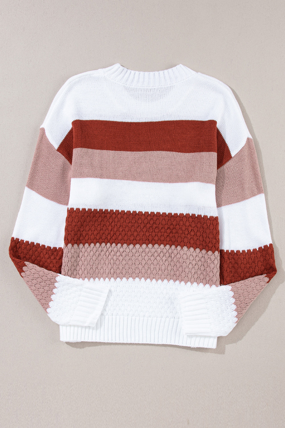 Red Stripe Cable Knit Drop Shoulder Sweater Sweaters & Cardigans JT's Designer Fashion