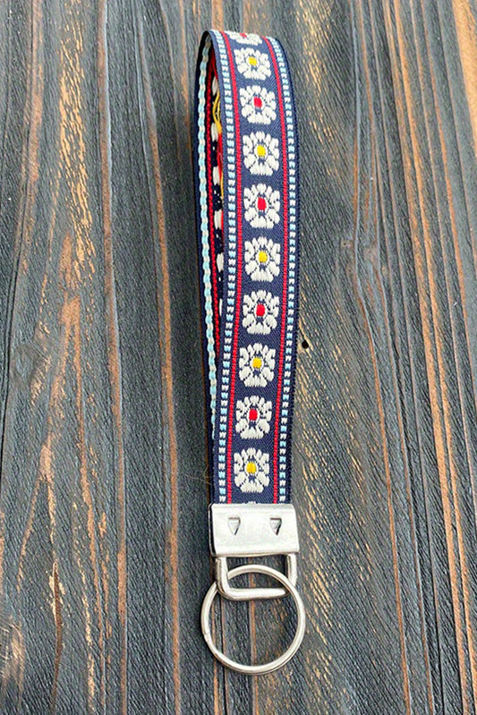 Navy Blue Western Pattern Knitted Wristband Keychain Other Accessories JT's Designer Fashion