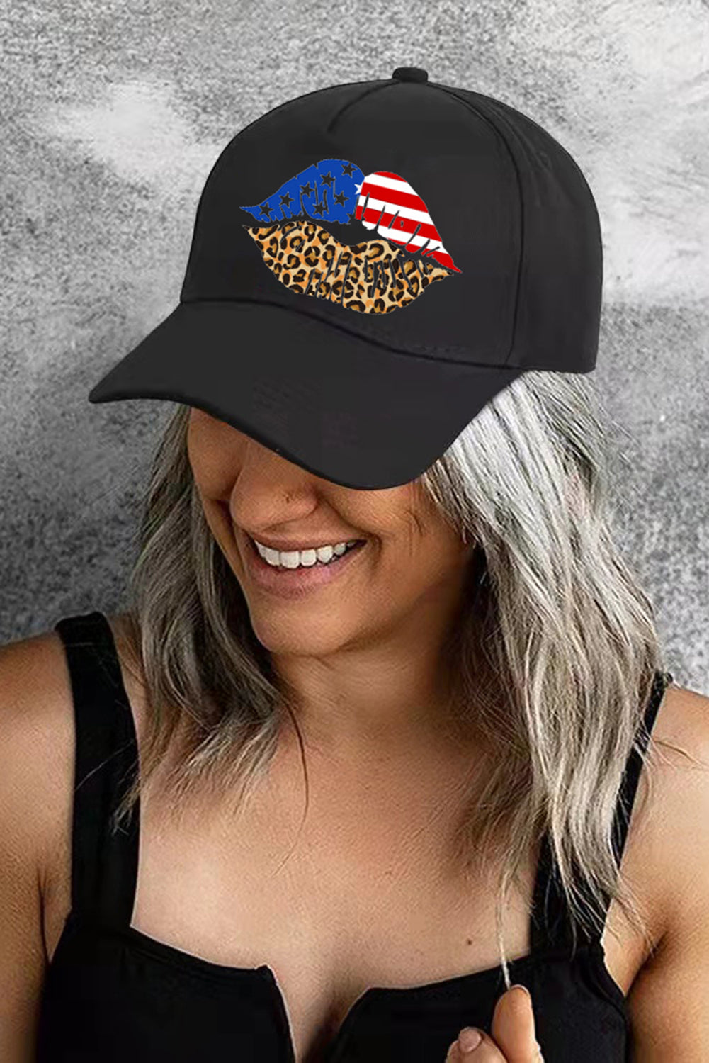 Black Leopard American Flag Kiss Pattern Baseball Cap Hats & Caps JT's Designer Fashion