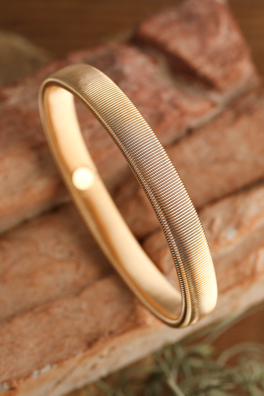 Gold Stretchy Metal Wide Bangle Jewelry JT's Designer Fashion