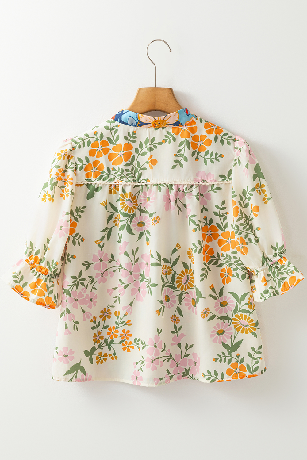 Multicolour Delicate Woven V Neck Plus Size Hlaf Sleeve Floral Blouse Pre Order Tops JT's Designer Fashion