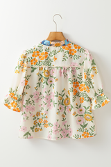 Multicolour Delicate Woven V Neck Plus Size Hlaf Sleeve Floral Blouse Pre Order Tops JT's Designer Fashion