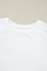 White Floral Crochet Patched Ruffled Sleeve Crewneck Blouse Blouses & Shirts JT's Designer Fashion