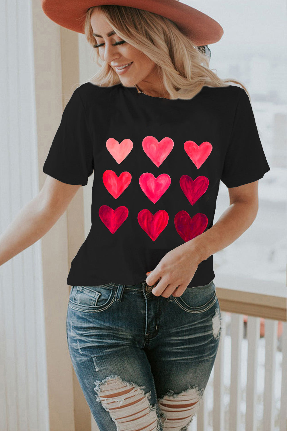 Black Valentine's Day Heart Graphic Tee Graphic Tees JT's Designer Fashion