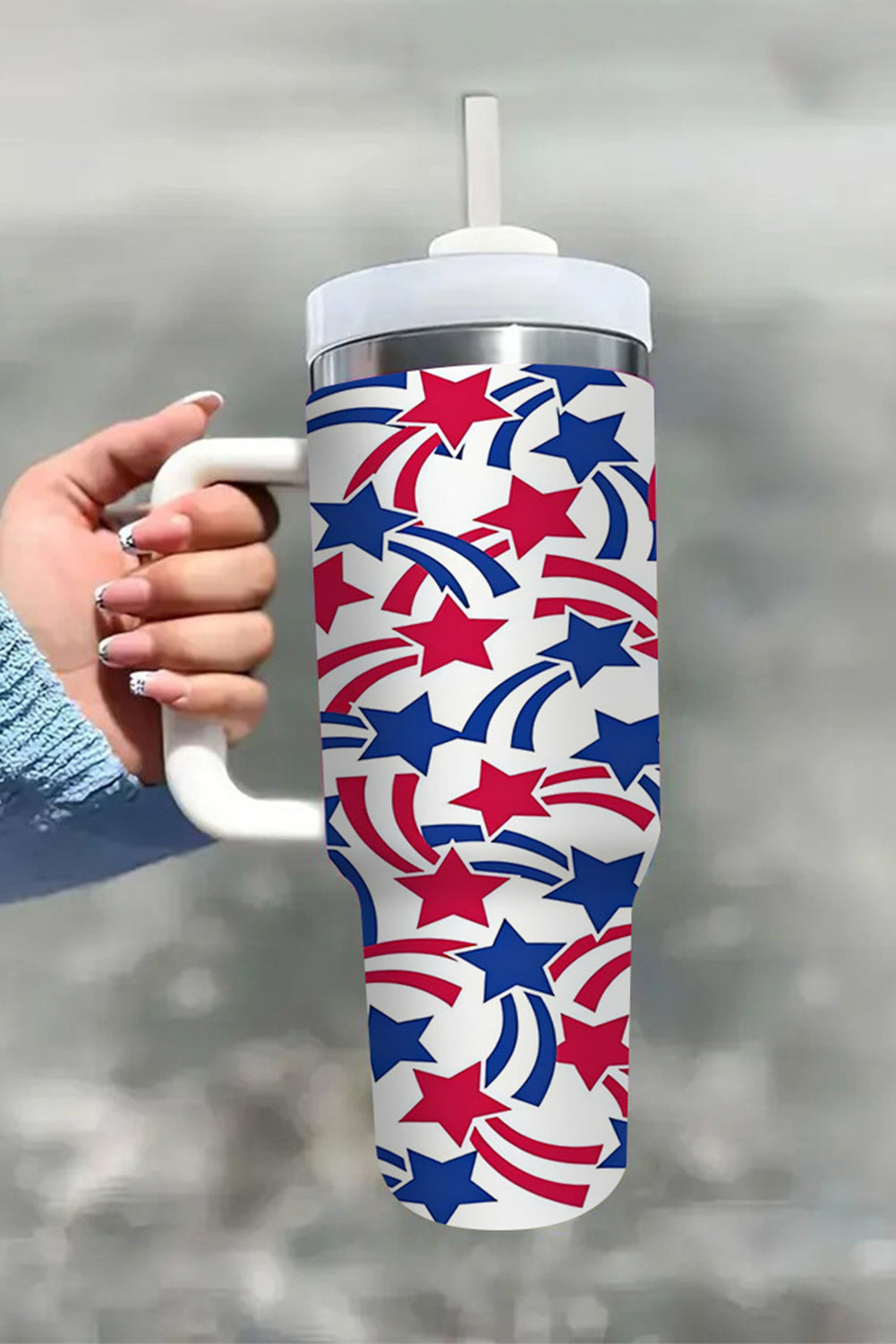 White American Stars Print Large Tumbler 40oz Tumblers JT's Designer Fashion