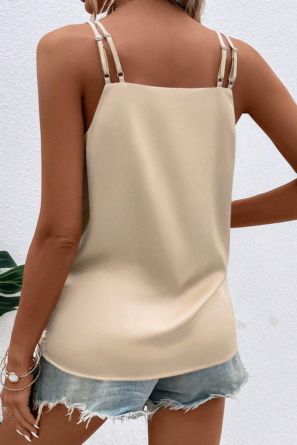 Apricot Wrap V Neck Ruched Satin Cami Top Pre Order Tops JT's Designer Fashion