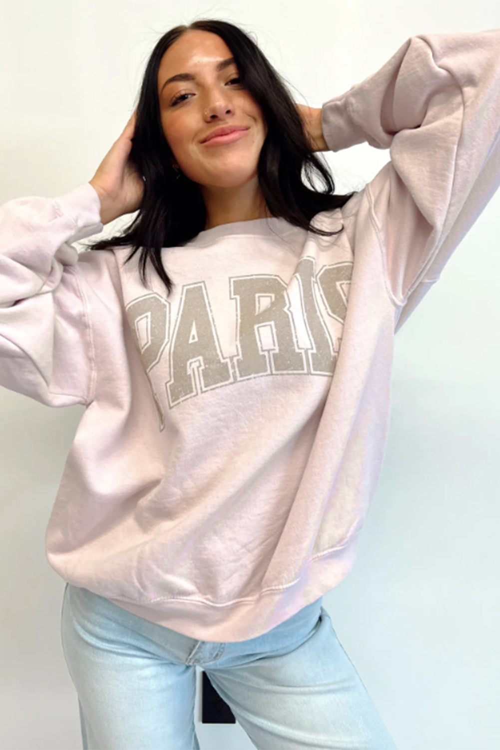 Pink PAIRS Graphic Oversized Sweatshirt Sweatshirts & Hoodies JT's Designer Fashion