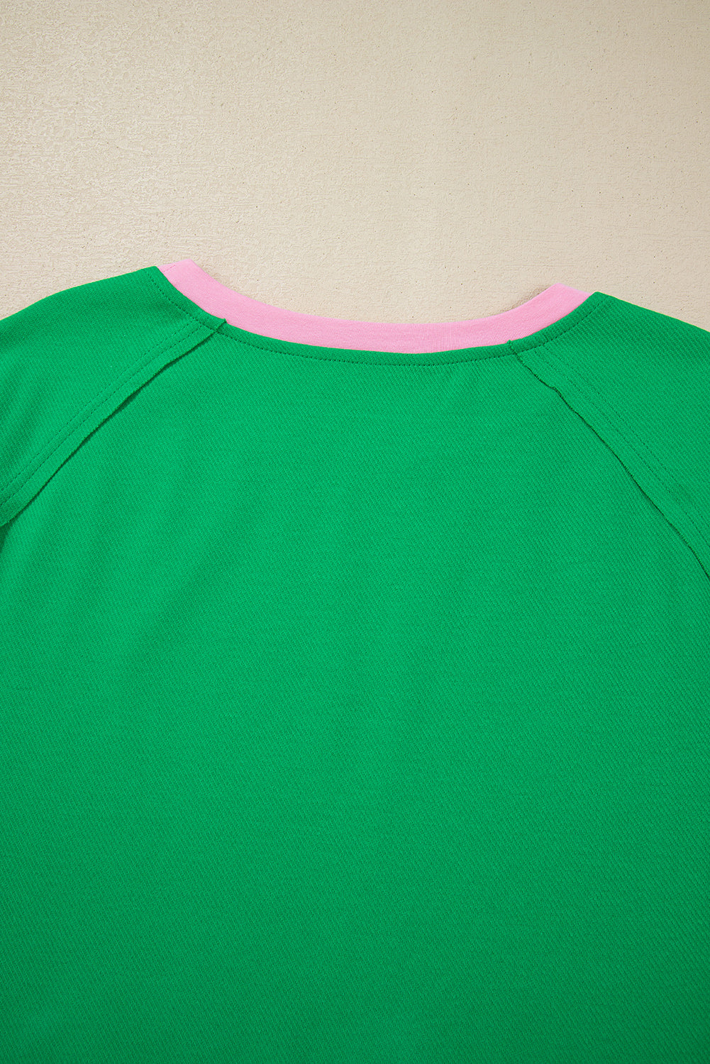 Bright Green Two Tone Contrast Textured Crewneck Tee and Shorts Set Short Sets JT's Designer Fashion