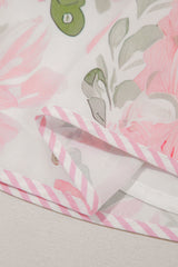 Pink Floral Contrast Edge Layered Short Sleeve Mini Dress Floral Dresses JT's Designer Fashion