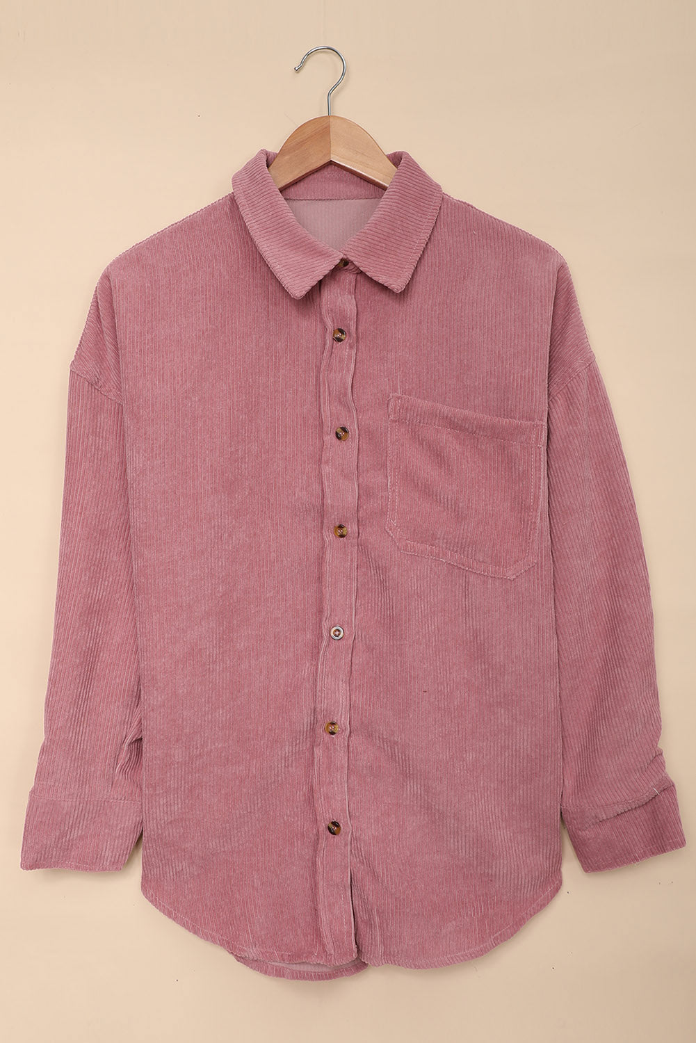 Pink Corduroy Button Pocket Shirt Blouses & Shirts JT's Designer Fashion