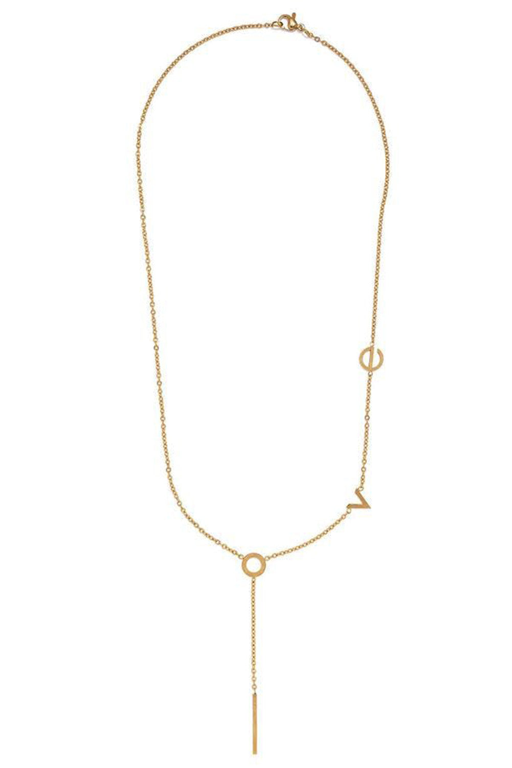 Gold Valentine Love Letter Chain Necklace Jewelry JT's Designer Fashion