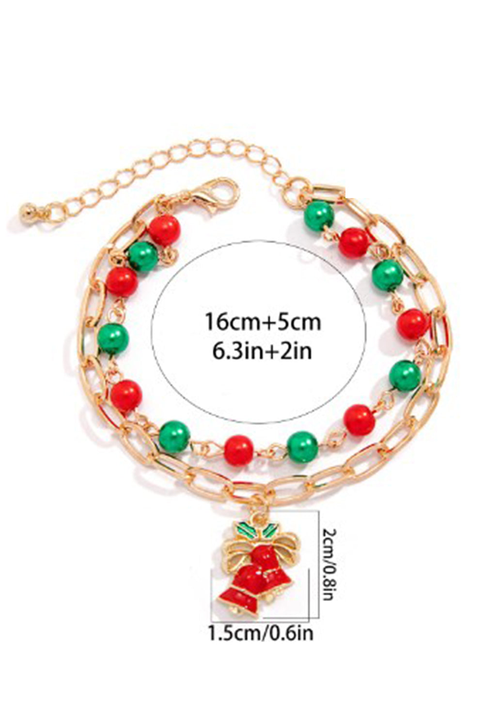 Gold Christmas Pendant Beaded Layered Bracelet Set Jewelry JT's Designer Fashion