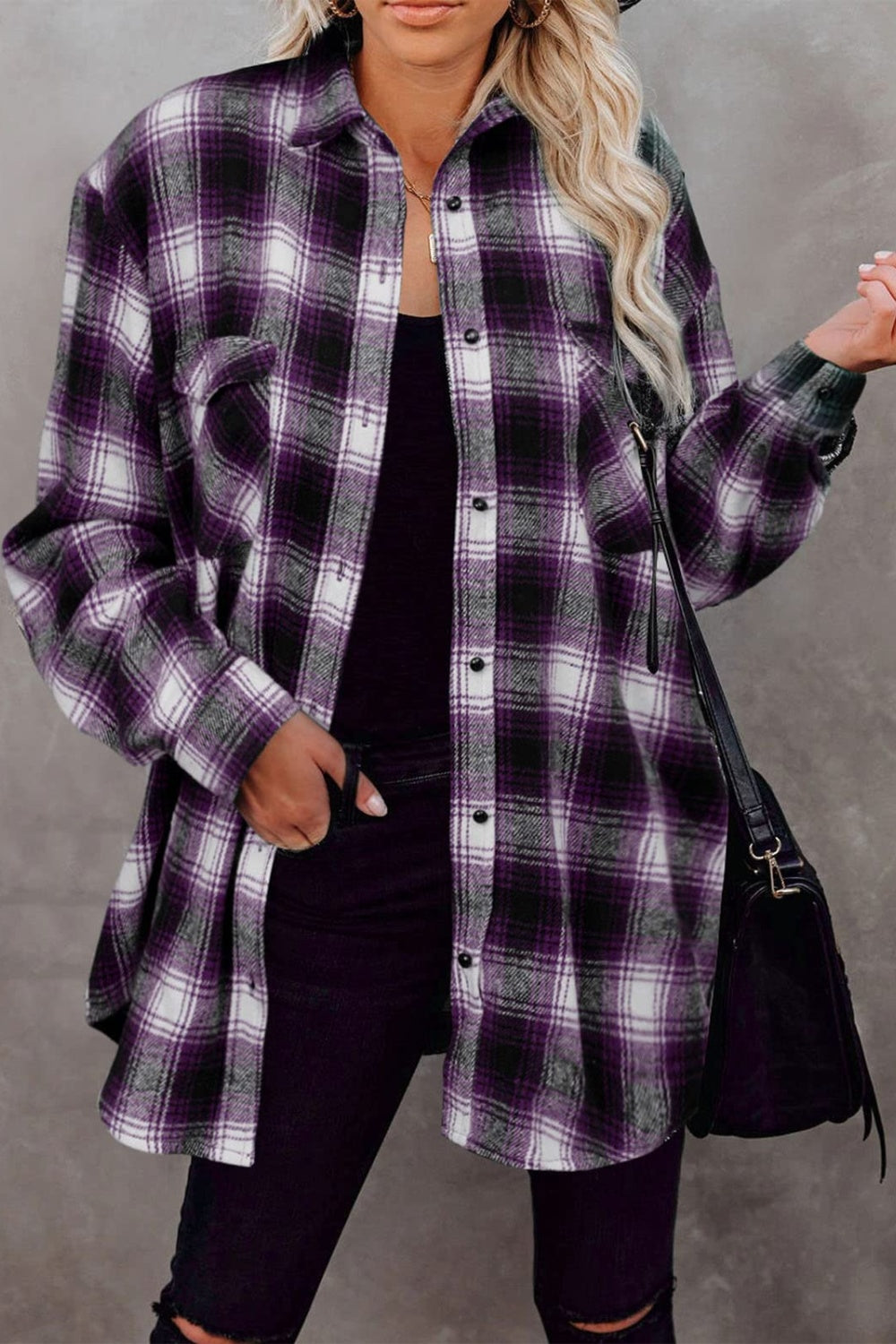 Full Size Plaid Collared Neck Long Sleeve Shirt Long Sleeve Tops JT's Designer Fashion