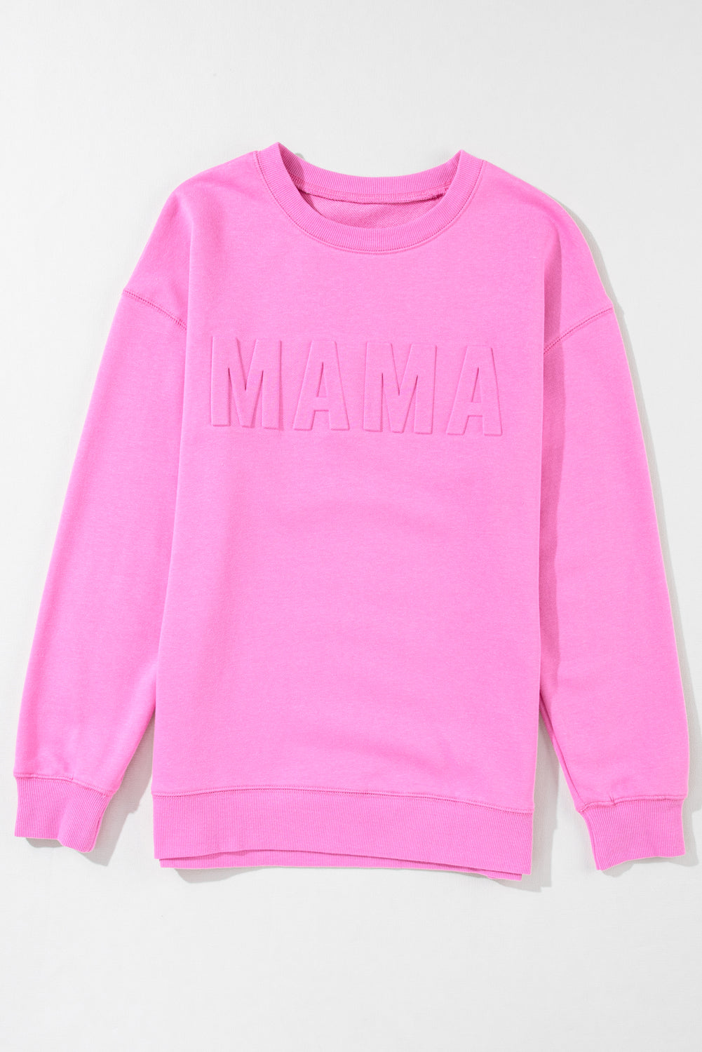 Bright Pink MAMA Letter Embossed Casual Sweatshirt Sweatshirts & Hoodies JT's Designer Fashion