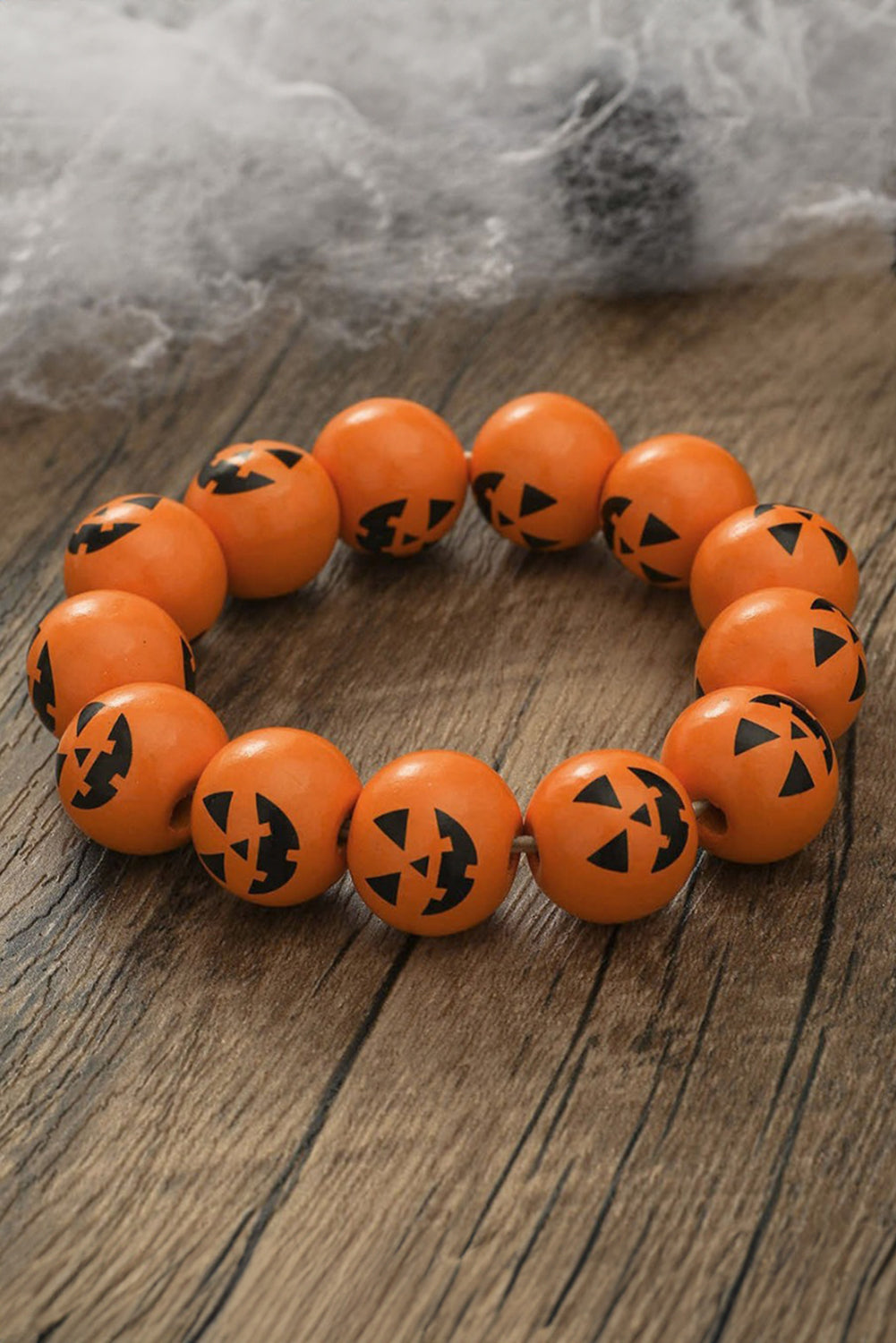 Russet Orange Halloween Pumpkin Face Beaded Bracelet Jewelry JT's Designer Fashion