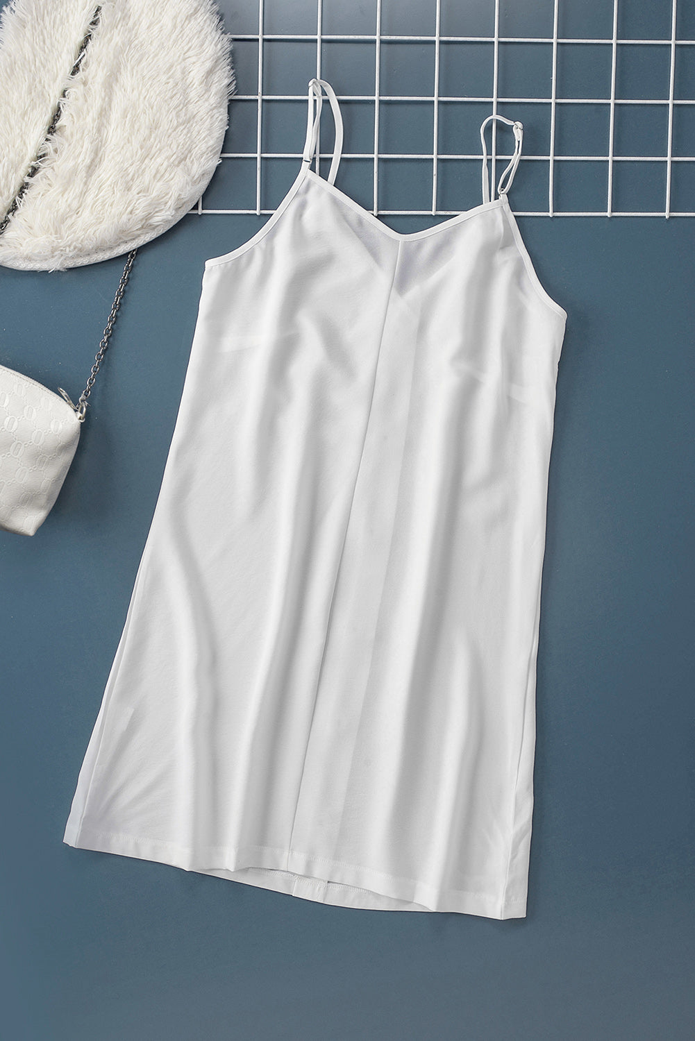 White Buttoned Slip Dress Mini Dresses JT's Designer Fashion