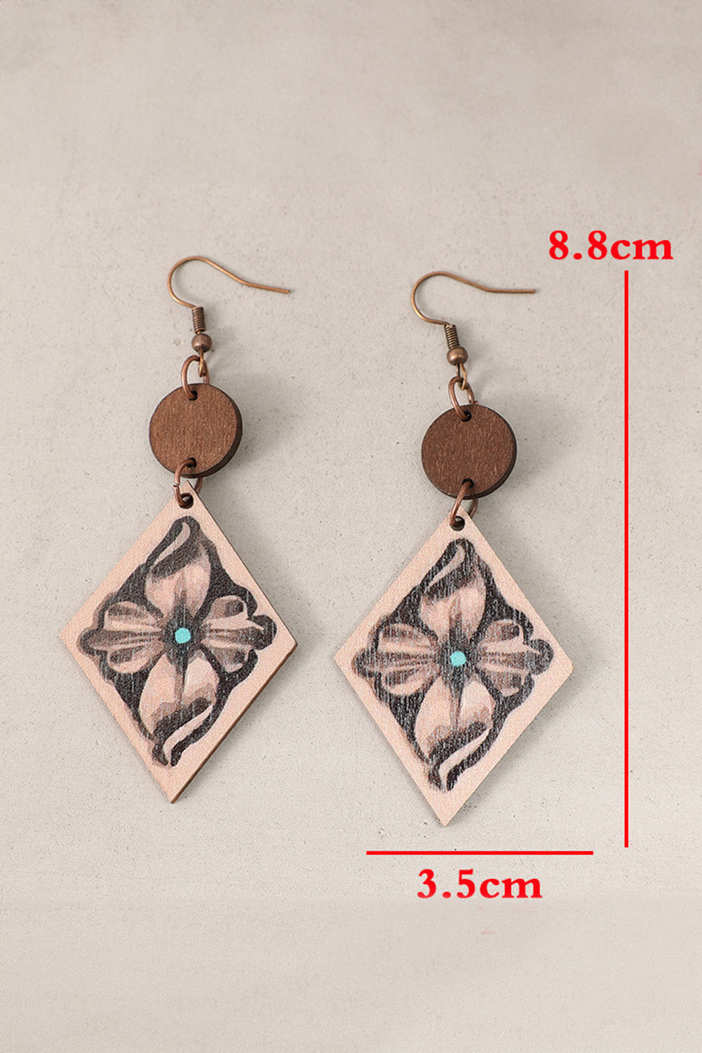 DUNE Western Floral Wooden Dangle Earrings Jewelry JT's Designer Fashion