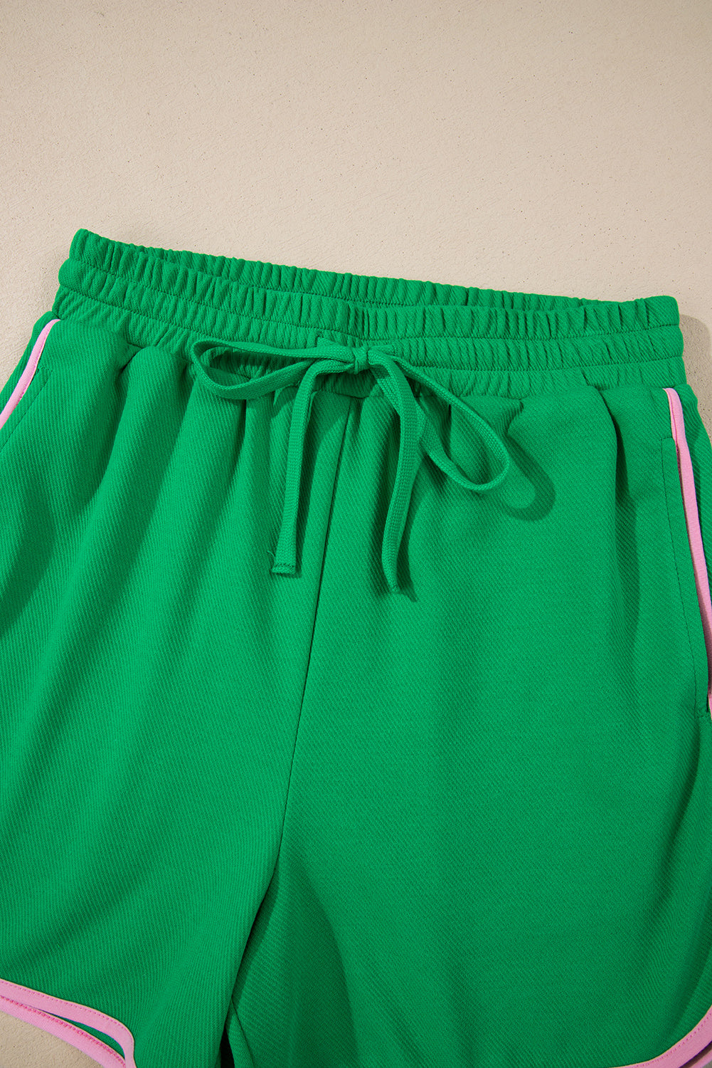 Bright Green Two Tone Contrast Textured Crewneck Tee and Shorts Set Short Sets JT's Designer Fashion