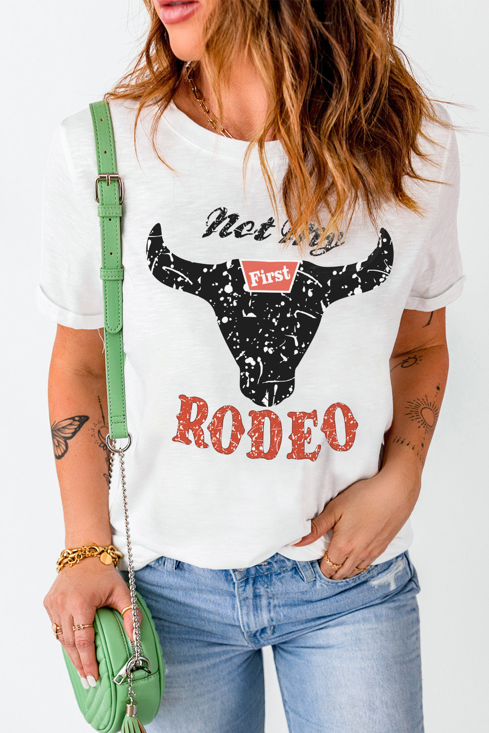 White Not My First Rodeo Graphic Tee Graphic Tees JT's Designer Fashion