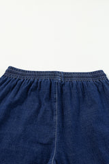 Real Teal Plus Size Drawstring High Waist Wide Leg Casual Jeans Plus Size Bottoms JT's Designer Fashion
