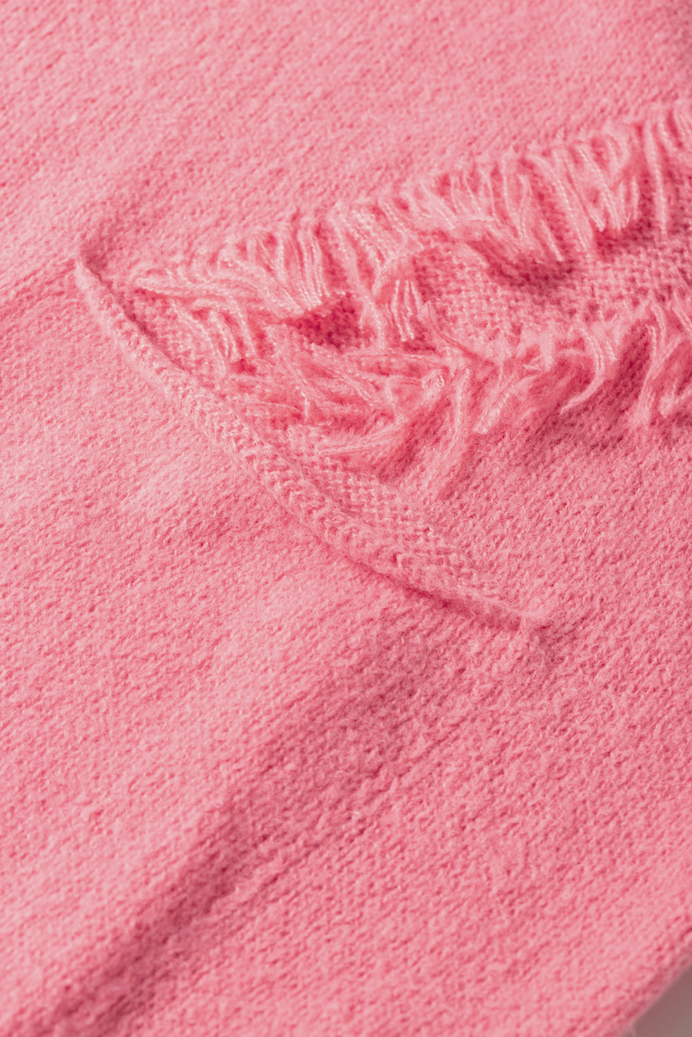 Pink Distressed Fringed Detail V Neck Baggy Sweater Sweaters & Cardigans JT's Designer Fashion