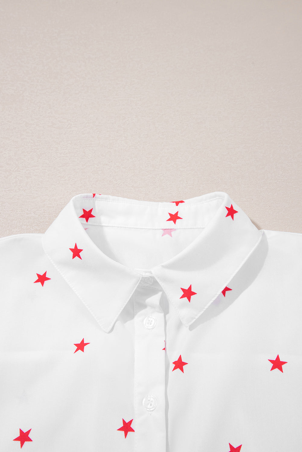 White Red Little Stars Printed Loose Half Sleeve Shirt Pre Order Tops JT's Designer Fashion
