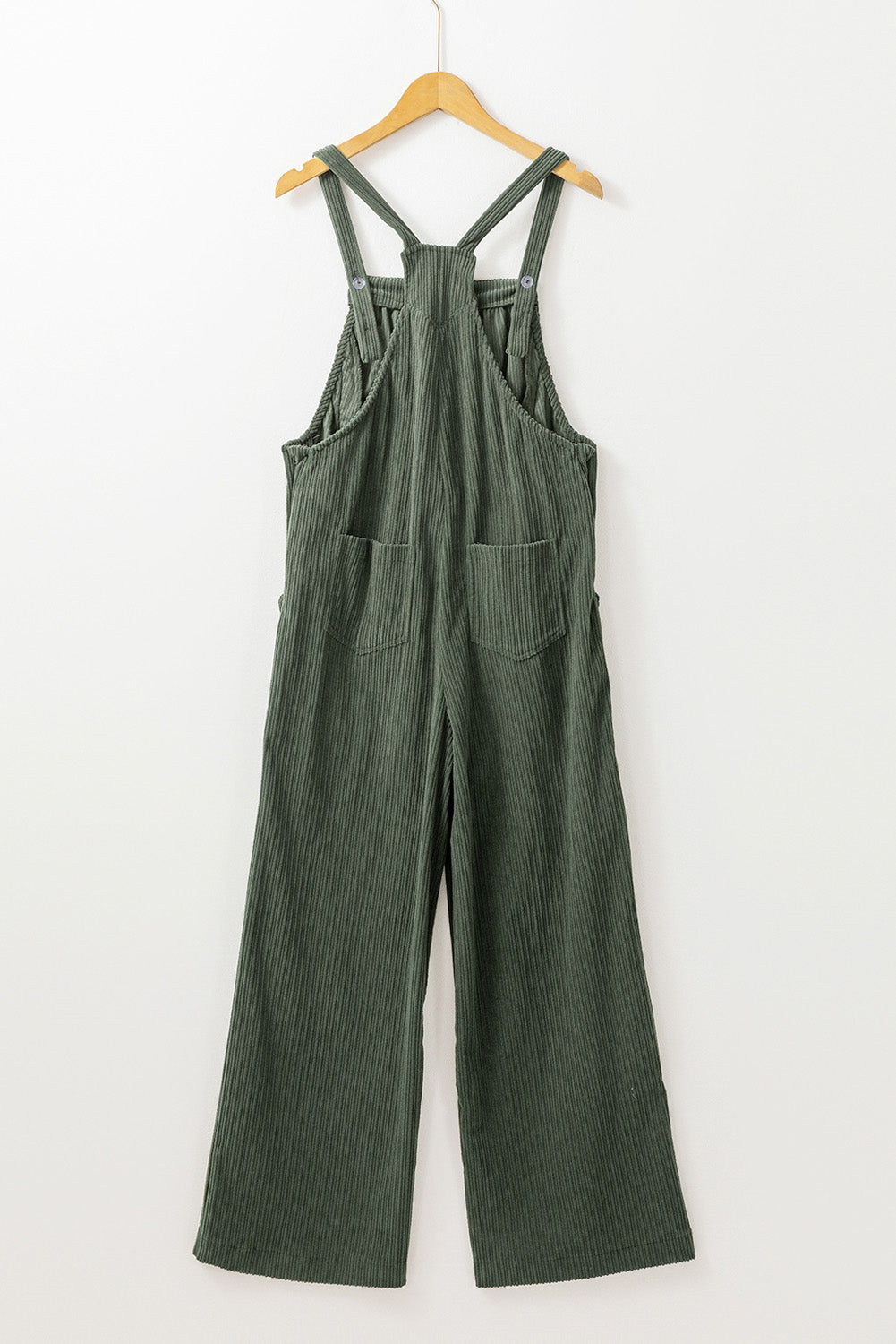 Jungle Green Plus Size Corduroy Pocketed Wide Leg Overall Plus Size Bottoms JT's Designer Fashion