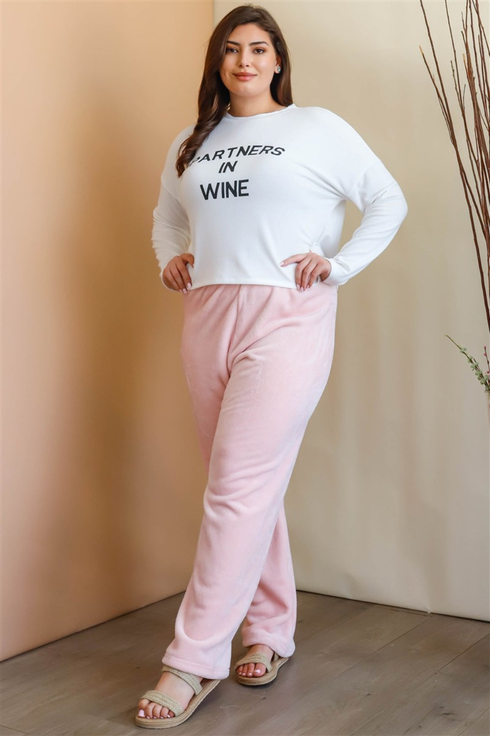 Active Usa Plus Size Elastic Waist Wide Leg Pants Pink Plus Size Pants JT's Designer Fashion