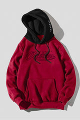 Fiery Red Los Angeles Reckless Print Color Block Men's Hoodie Men's Tops JT's Designer Fashion