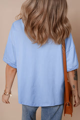 Myosotis TEXAS Bow Graphic Half Sleeve Drop Shoulder Loose Tee Graphic Tees JT's Designer Fashion