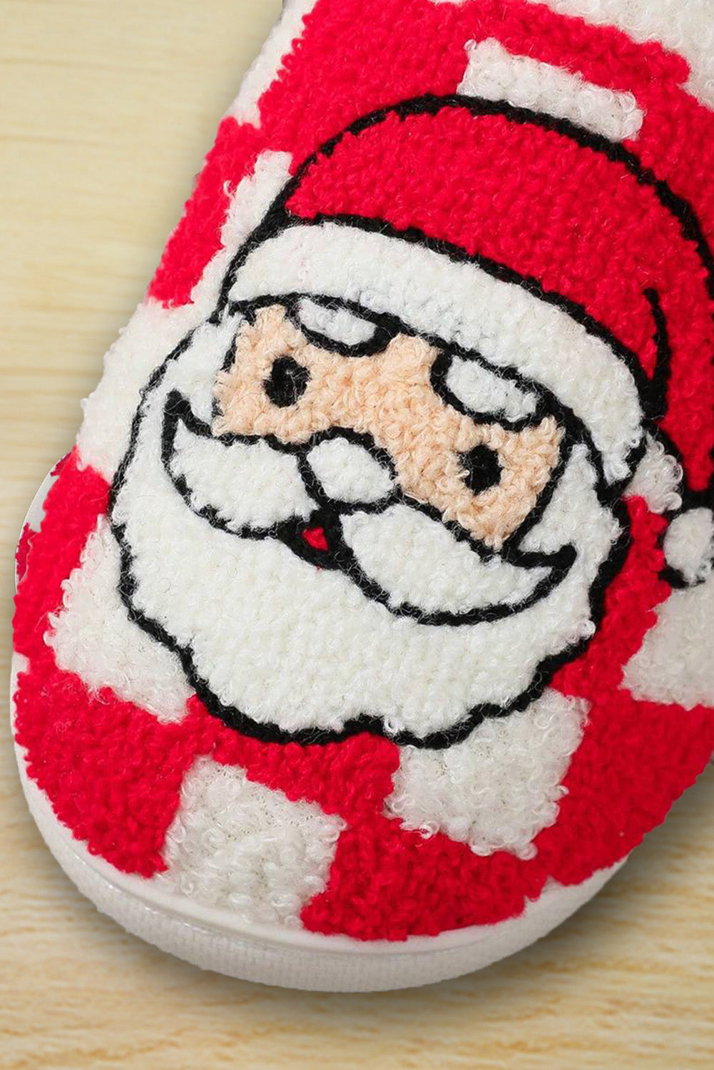 Fiery Red Checkered Santa Claus Graphic Plush Home Slippers Slippers JT's Designer Fashion